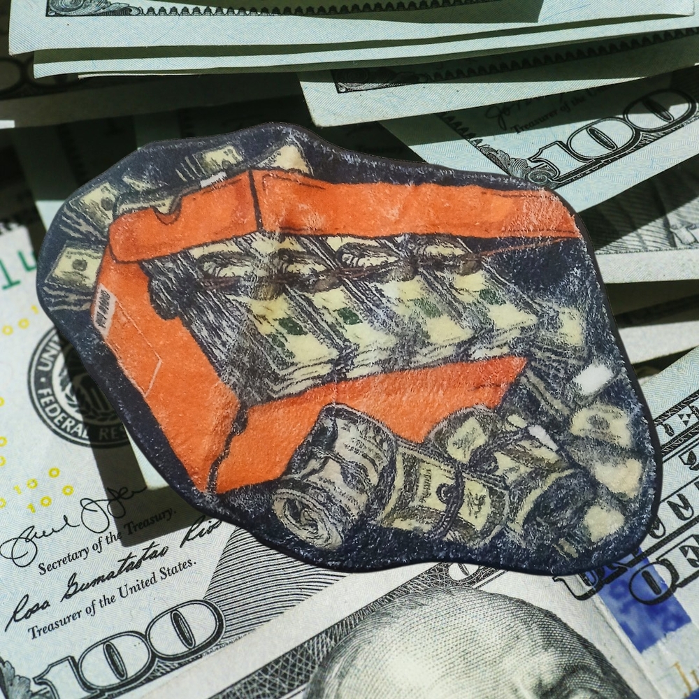 Unique Orange and Black Money Rug